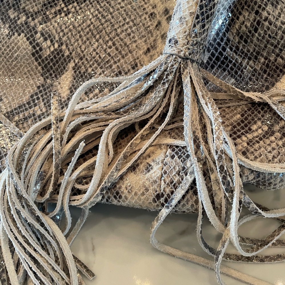 G.I.L.I. Python Snake Print Leather Hobo Bag Gold… - image 8